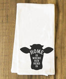 home is where our herd is tea towel
