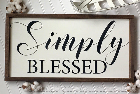 Simply blessed wood sign, painted wood sign, farmhouse decor, farmhouse style, gallery wall,   Inspirational sign