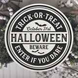 Round trick or treat sign, halloween sign, fall decor, halloween decor, trick or treat
